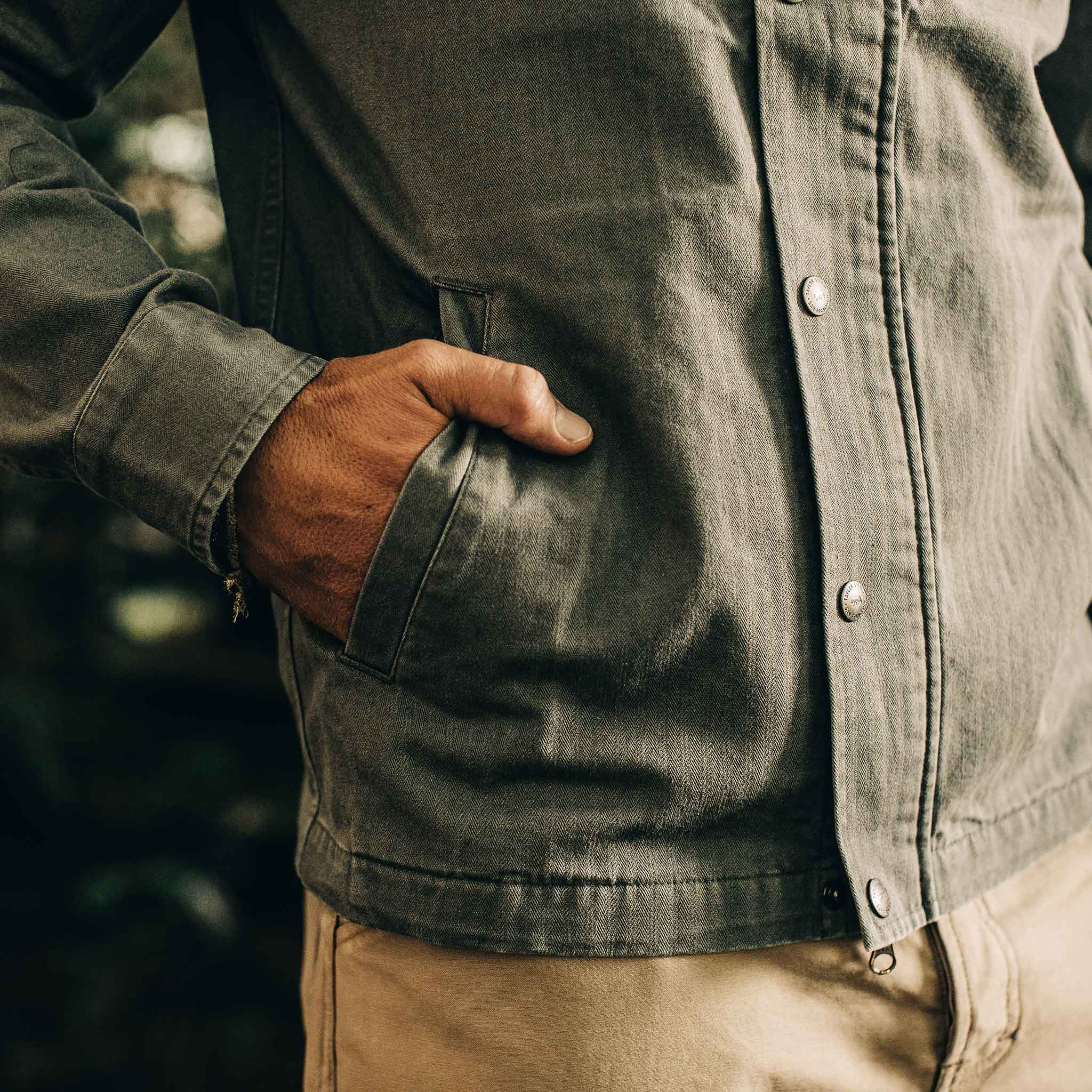 The Bomber Jacket in Washed Slate Herringbone: Alternate Image 4, Outerwear by Taylor Stitch