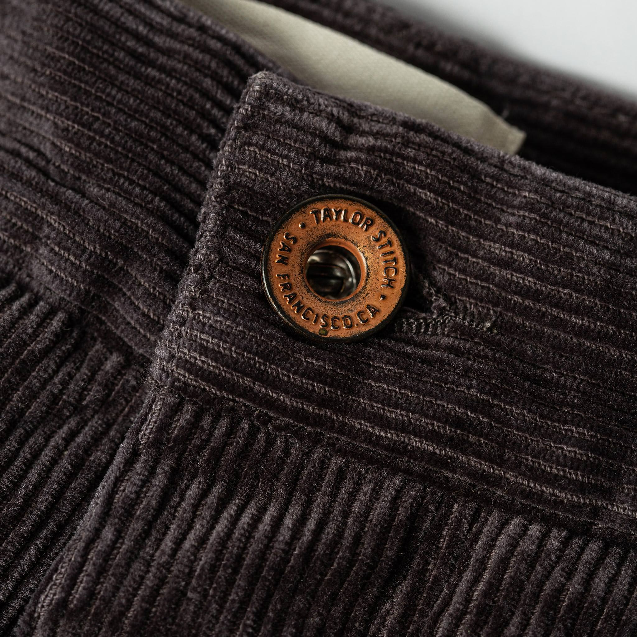 material shot of button, Bottoms by Taylor Stitch