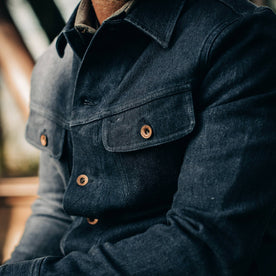 The Long Haul Jacket in Indigo Boss Duck—cropped shot of chest