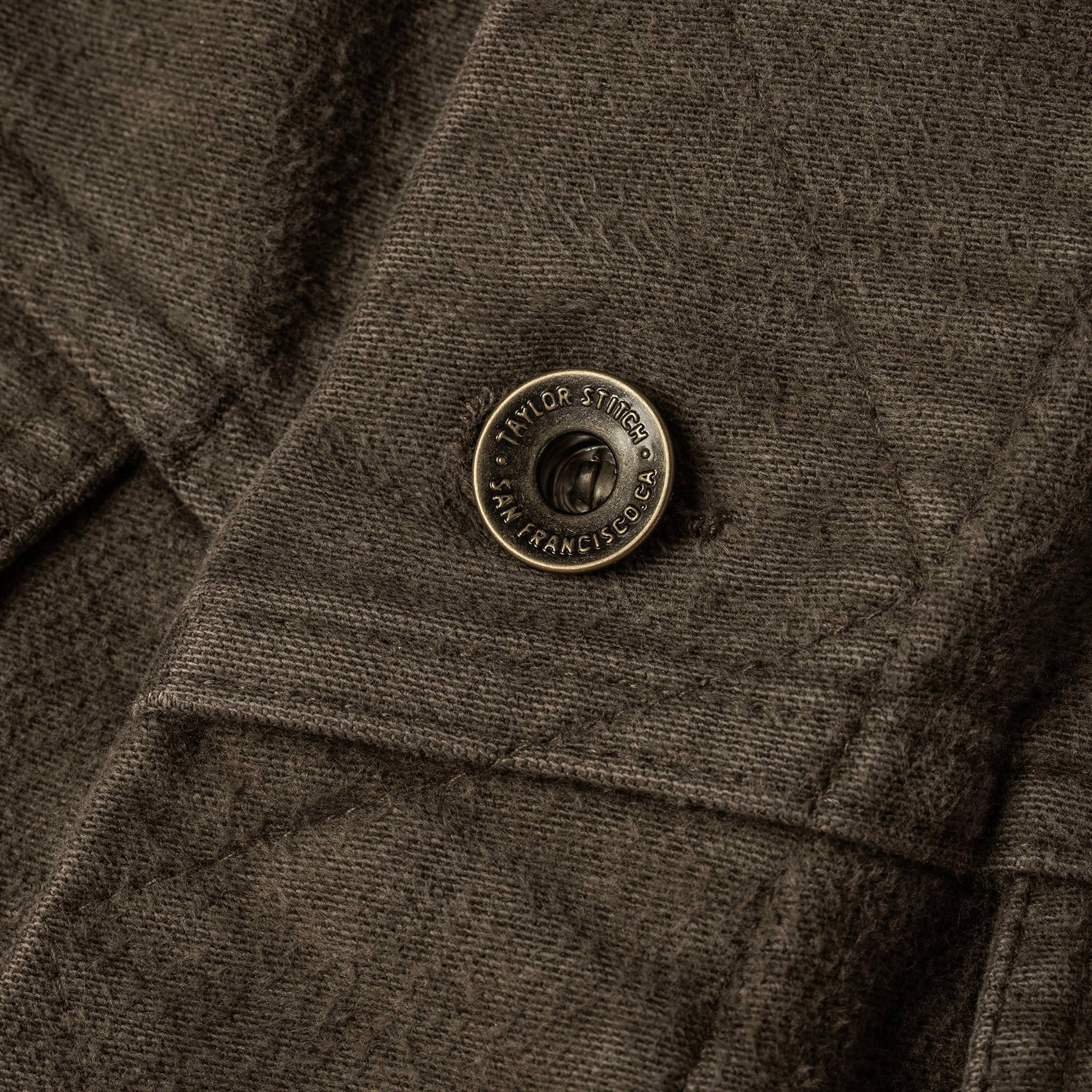 material shot of button, Outerwear by Taylor Stitch