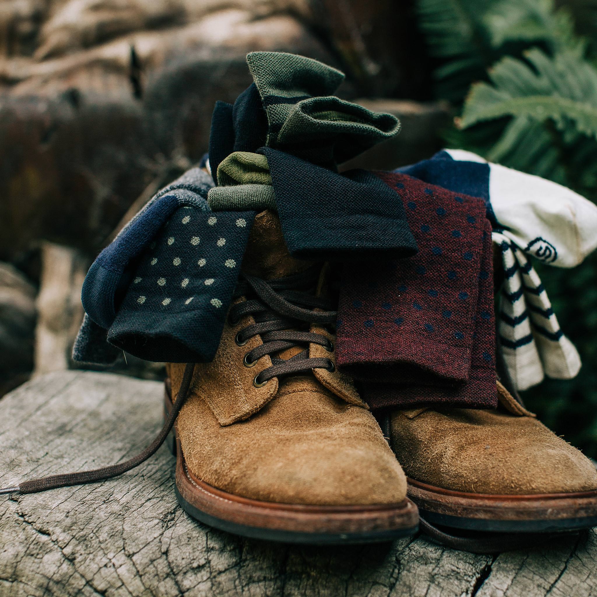 material shot outdoors of our merino socks, Accessories by Taylor Stitch