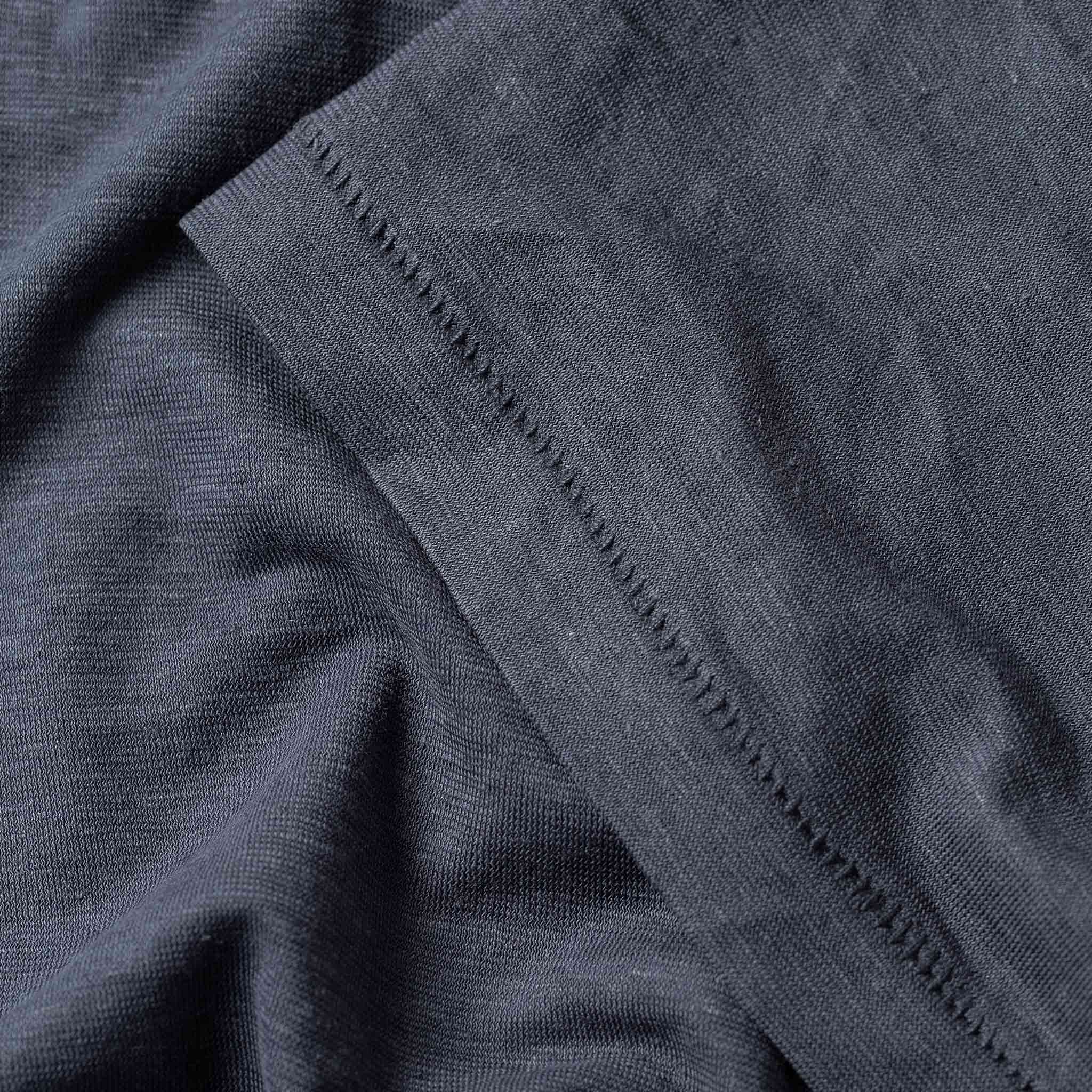 material shot of the sleeve on The Cotton Hemp Tee in Navy, Knits by Taylor Stitch