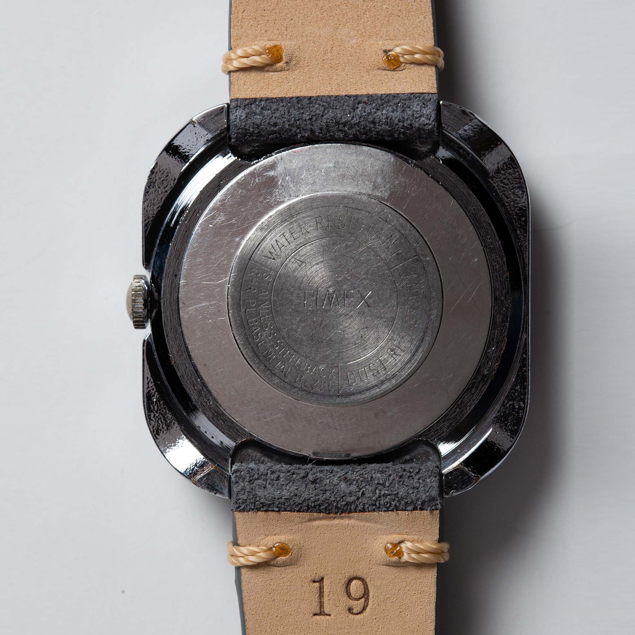 material shot of the back of The 1971 Timex Marlin, Accessories by Taylor Stitch