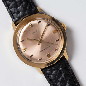material shot of the watchface on The 1972 Timex Marlin Gold, Accessories by Taylor Stitch