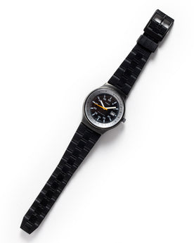 flatlay of the 1978 Timex Black Max, Accessories by Taylor Stitch