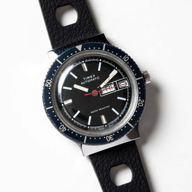 flatlay of the 1978 Timex Viscount M109, shown close up