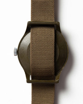 flatlay of the 1991 Timex Camper, shown from the back, Accessories by Taylor Stitch