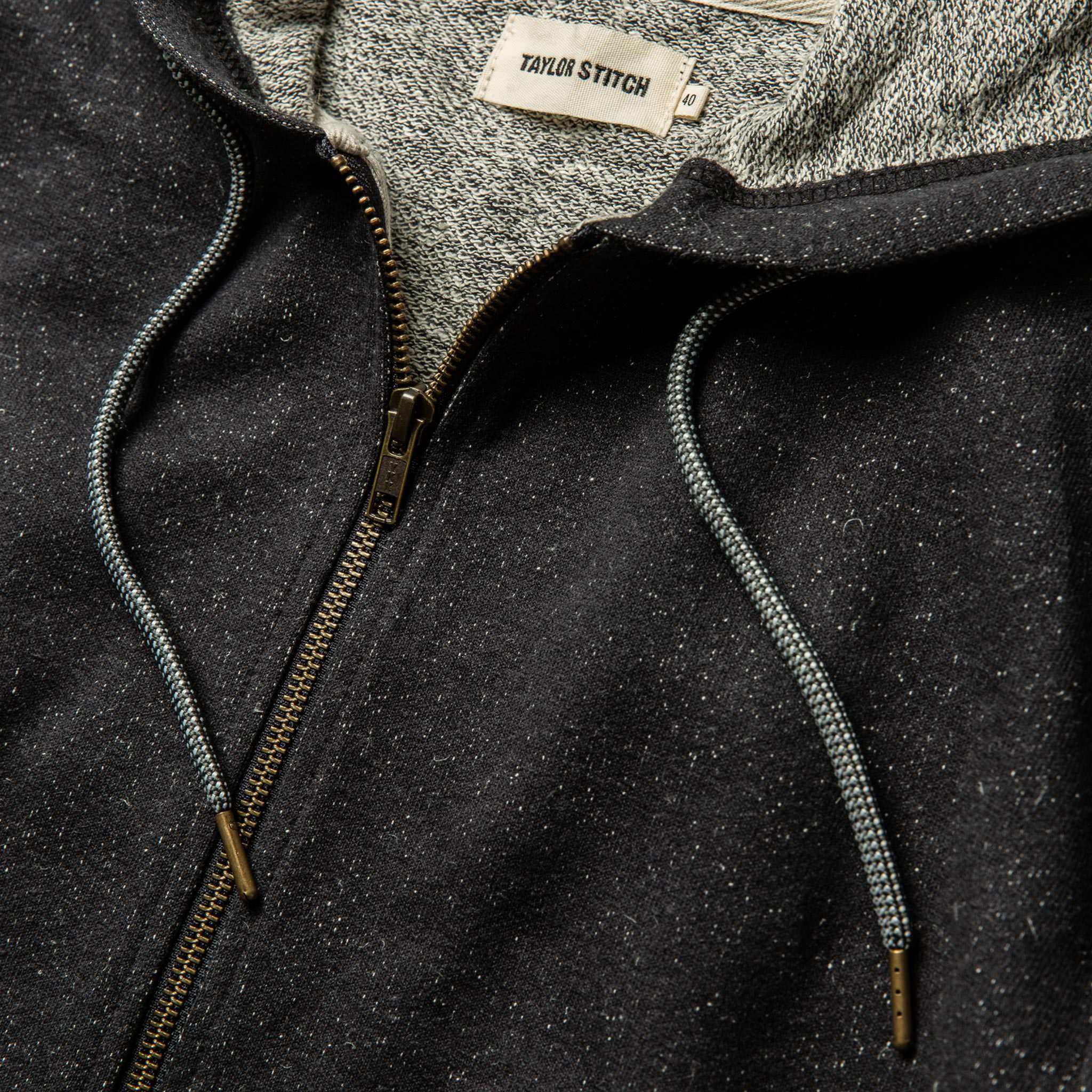 material shot of hoodie and strings, Knits by Taylor Stitch