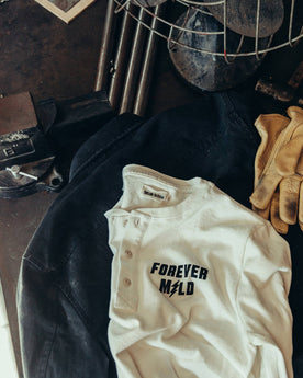 textural shot of The Brother Moto Heavy Bag Henley in Forever Mild, Knits by Taylor Stitch