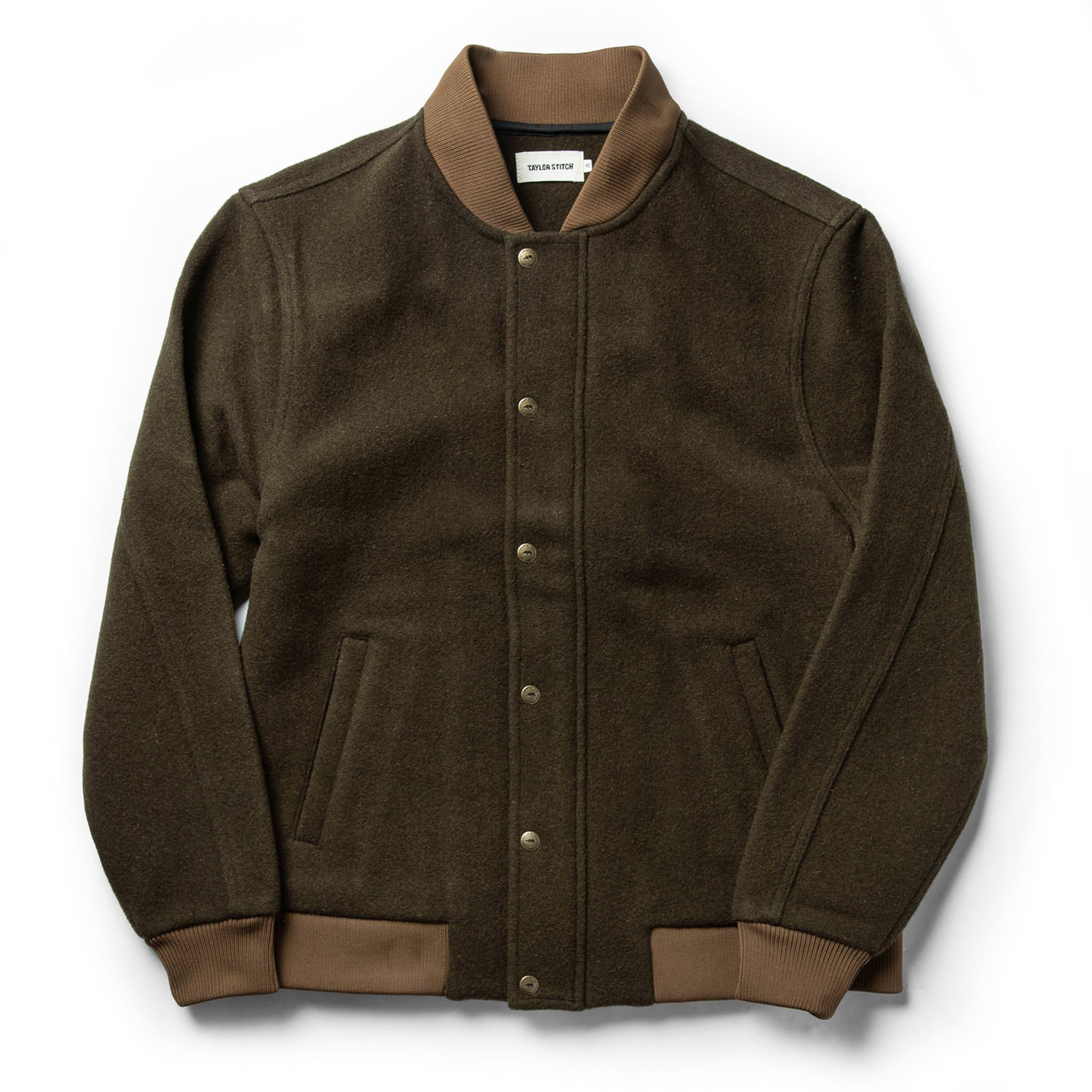 The Bomber Jacket in Olive Wool: Featured Image, Outerwear by Taylor Stitch