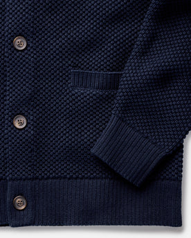 material shot of the sleeves on The Crawford Sweater in Navy, Knits by Taylor Stitch
