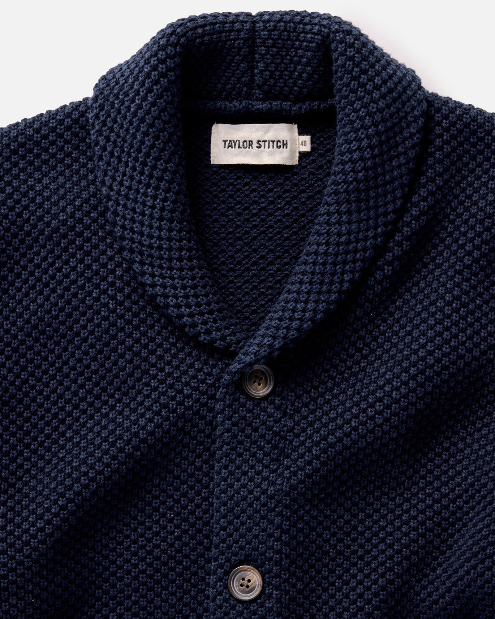 material shot of the collar on The Crawford Sweater in Navy, Knits by Taylor Stitch
