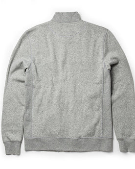 flatlay of The Heavy Bag Bomber in Heather Grey Fleece from the back, Knits by Taylor Stitch