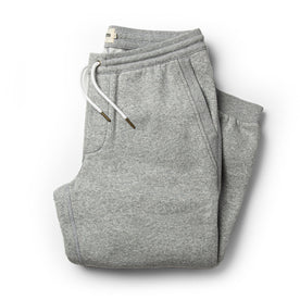 flatlay of The Heavy Bag Pant in Heather Grey Fleece folded up from the front
