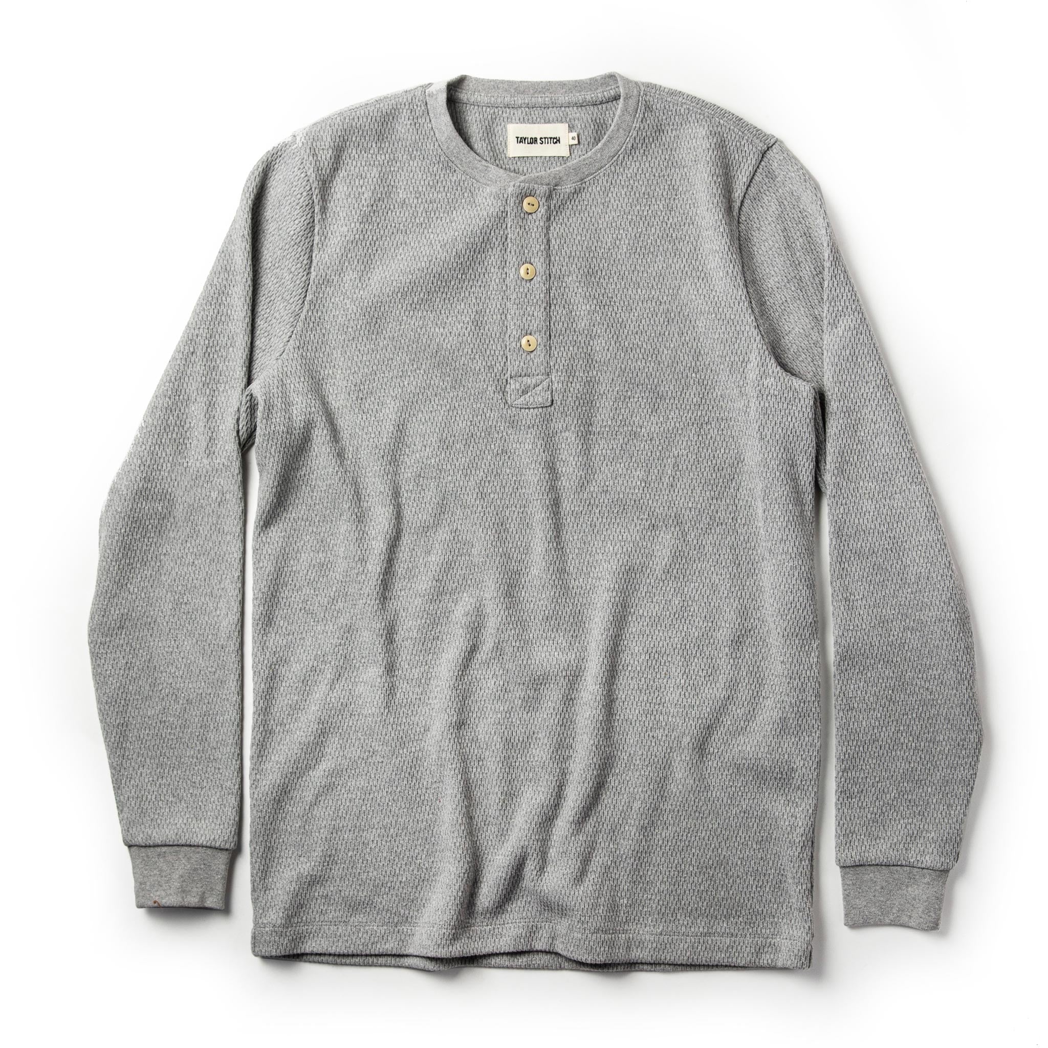 The Heavy Bag Waffle Henley in Ash: Featured Image, Knits by Taylor Stitch