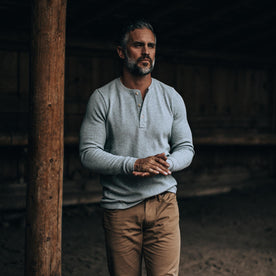 The Heavy Bag Waffle Henley in Ash - featured image