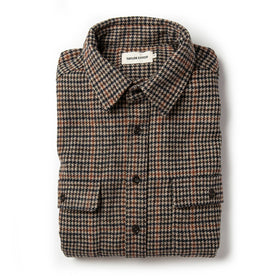 Flatlay of The Leeward Shirt in Houndstooth with sleeves folded