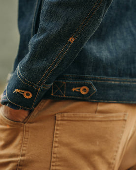 The Long Haul Jacket in Cone Mills Reserve Selvage, sleeve shot, Outerwear by Taylor Stitch