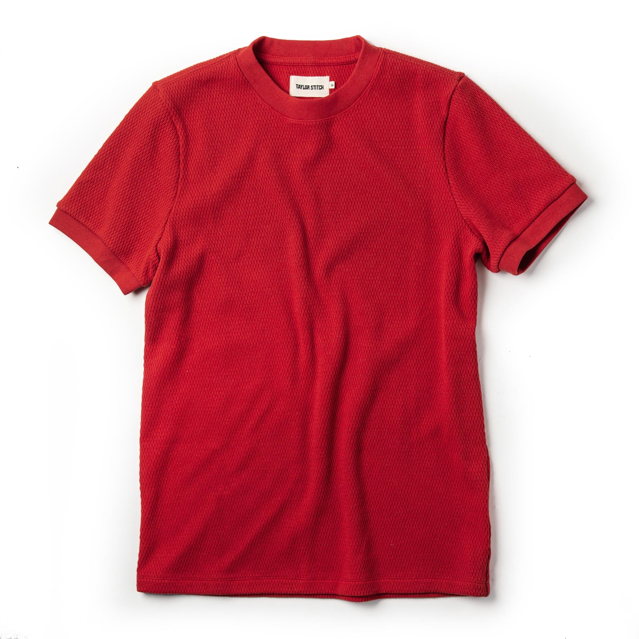 The Heavy Bag Waffle Short Sleeve in Cardinal: Featured Image, Knits by Taylor Stitch