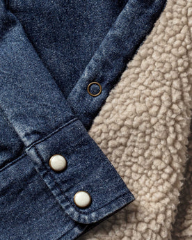 material shot of the cuffs on The Western Shirt Jacket in Washed Indigo, Wovens by Taylor Stitch