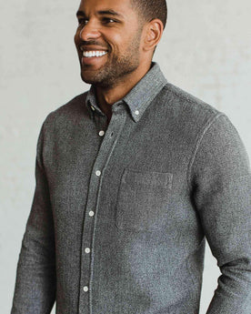 Our fir model wearing The Jack in Heather Ash Waffle from Taylor Stitch.