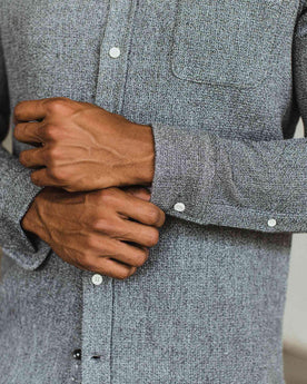 Our fir model wearing The Jack in Heather Ash Waffle from Taylor Stitch.