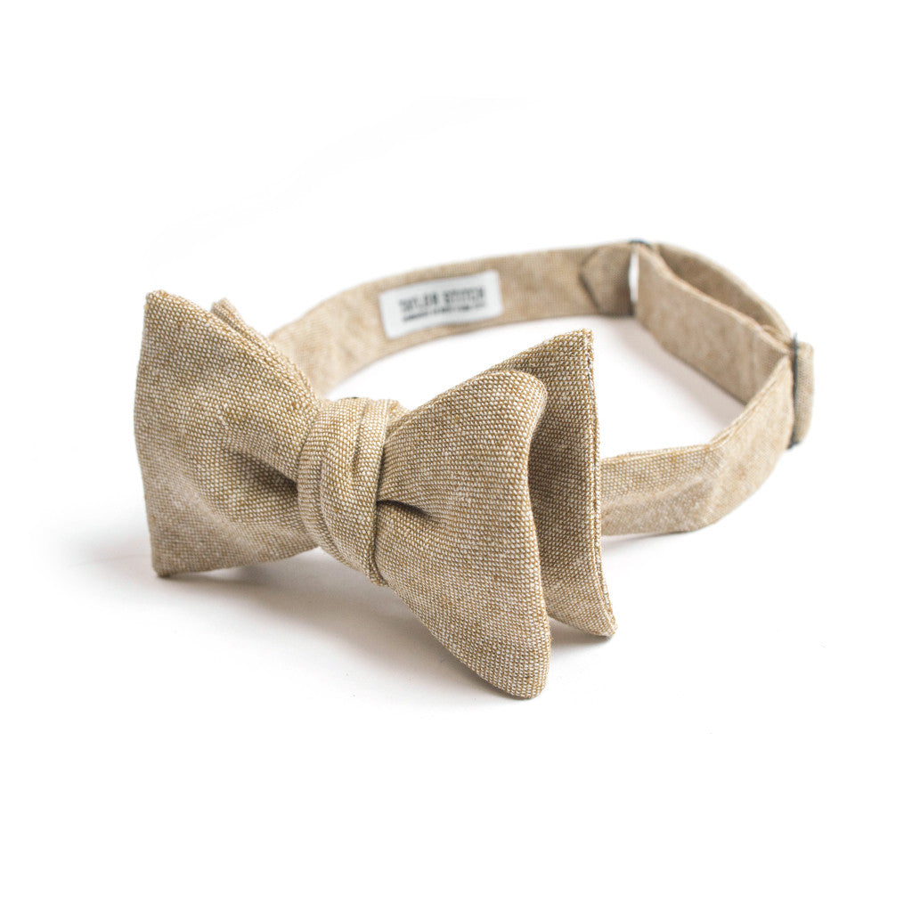 Khaki Linen Chambray Bow Tie: Featured Image, Accessories by Taylor Stitch