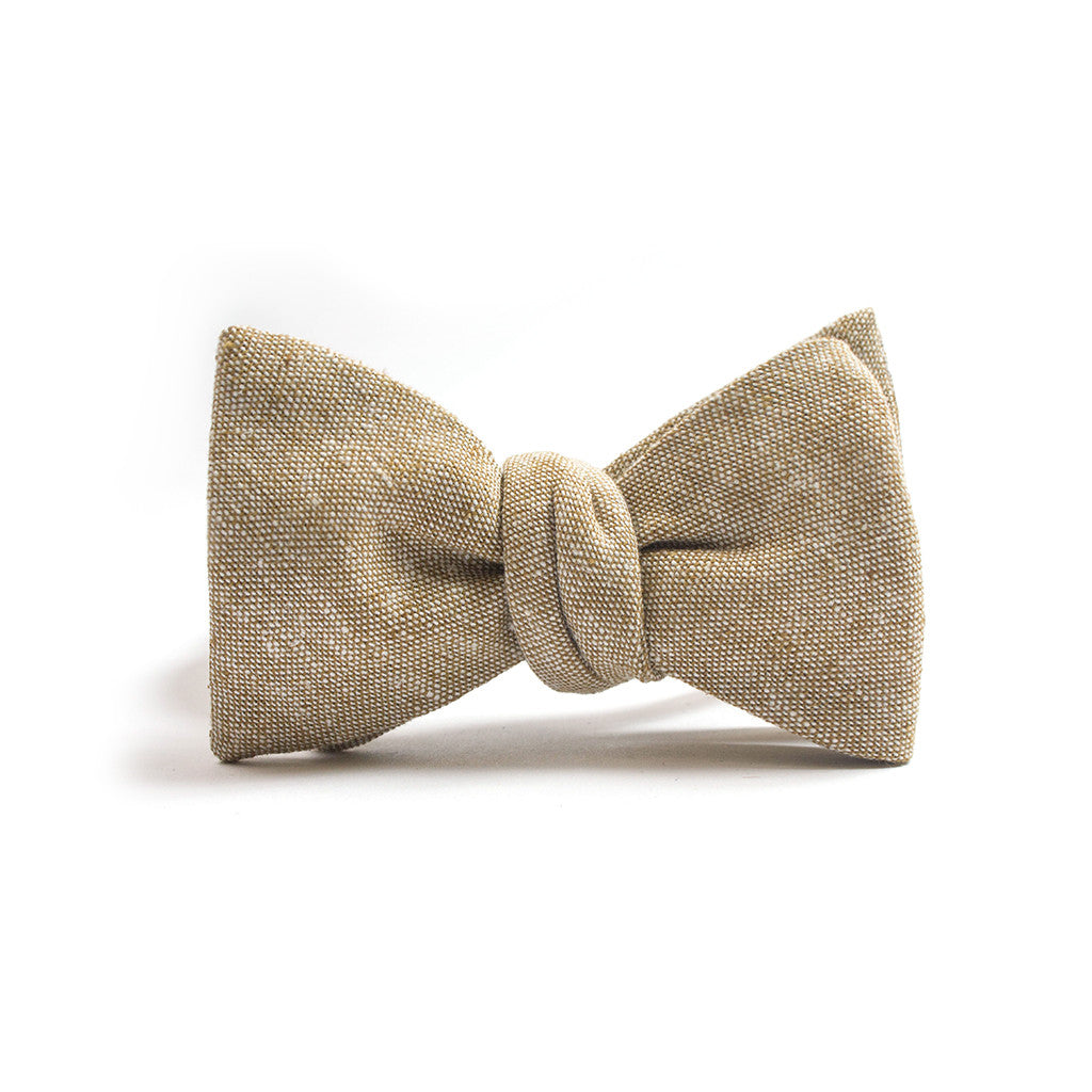 Khaki Linen Chambray Bow Tie: Alternate Image 1, Accessories by Taylor Stitch