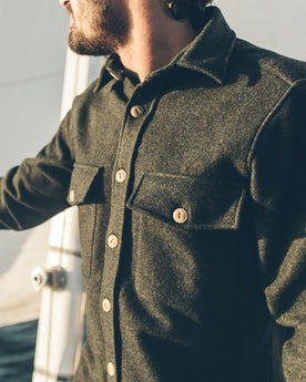 The Maritime Shirt Jacket in Moss Donegal Wool: Alternate Image 3, Wovens by Taylor Stitch