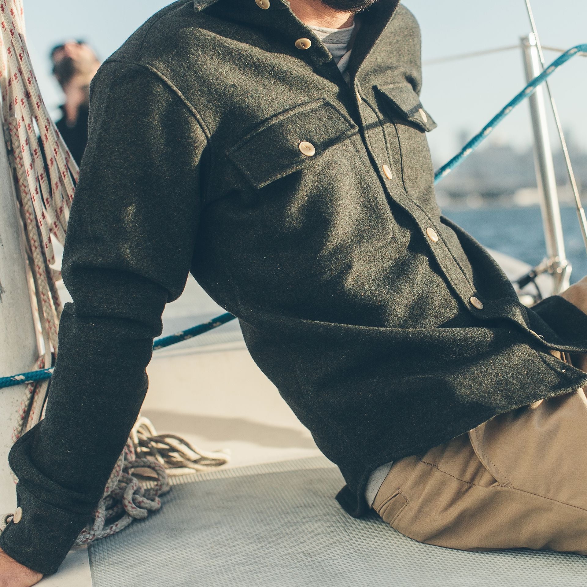 The Maritime Shirt Jacket in Moss Donegal Wool: Alternate Image 6, Wovens by Taylor Stitch