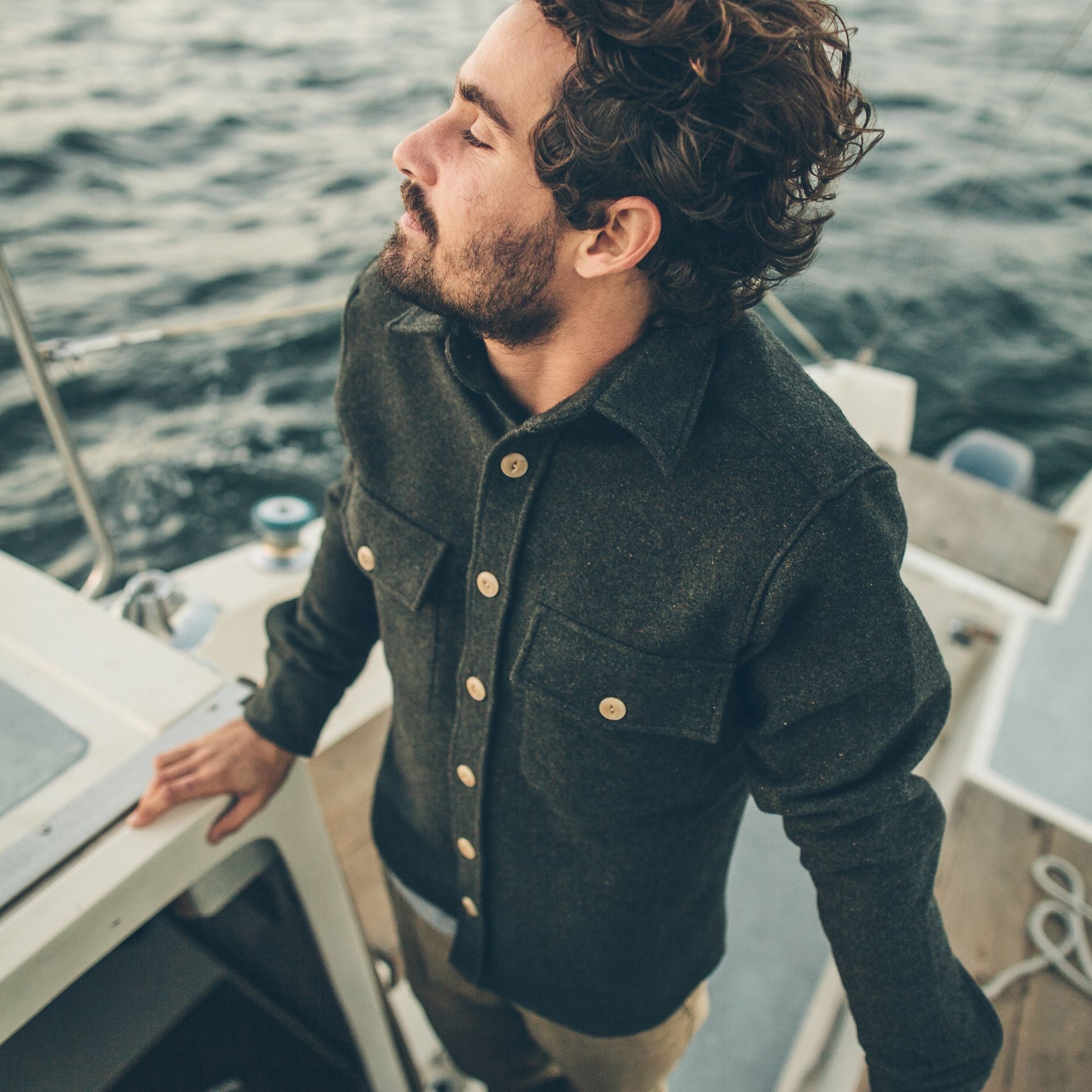 The Maritime Shirt Jacket in Moss Donegal Wool: Alternate Image 5, Wovens by Taylor Stitch
