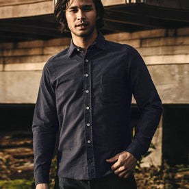 Our fit model wearing The California in White Jacquard Dot