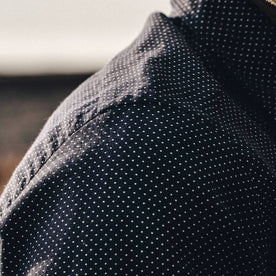 Our fit model wearing The California in White Jacquard Dot