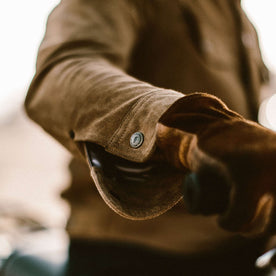 Detail shot of the long haul in suede