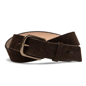 The Stitched Belt in Weatherproof Chocolate Suede - featured image