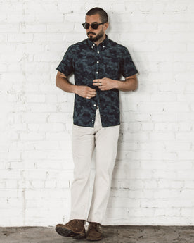 The Short Sleeve Jack in Indigo Jacquard Camo: Alternate Image 3, Wovens by Taylor Stitch