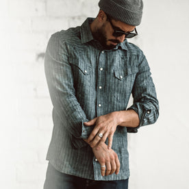 The Western Shirt in Hemp Stripe Chambray: Alternate Image 1