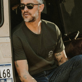 The Heavy Bag Tee in Prevent Fires worn by our fit model in Sea Ranch, California