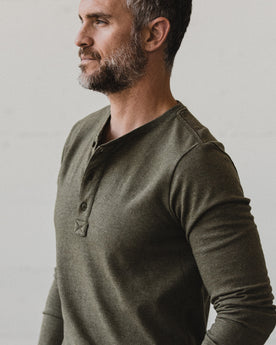 The Heavy Bag Henley in Fatigue Green: Alternate Image 2, Knits by Taylor Stitch