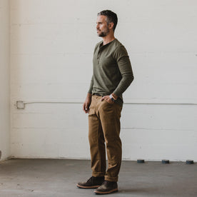 The Heavy Bag Henley in Fatigue Green - featured image