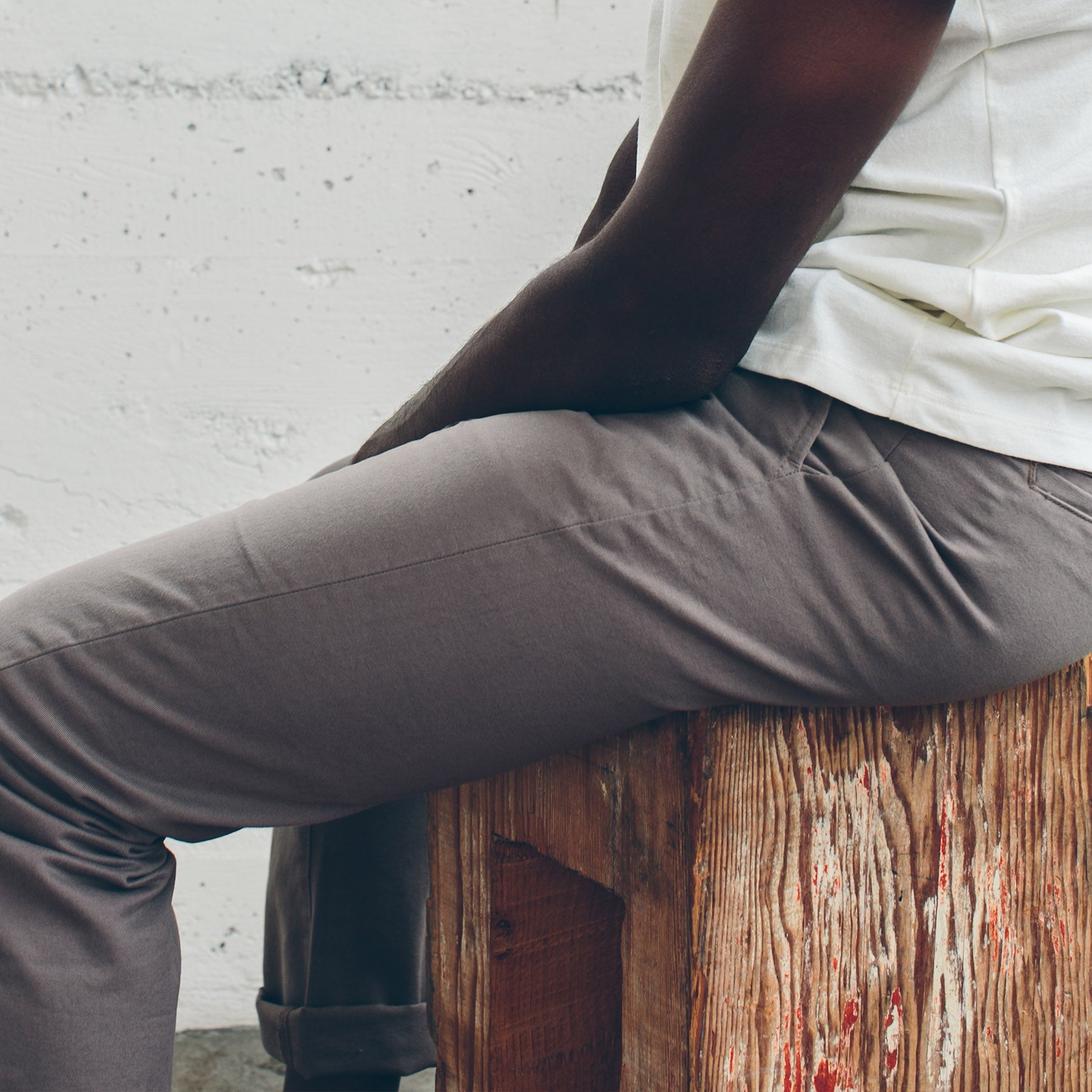 Dave in our favorite SF warehouse , Pants by Taylor Stitch