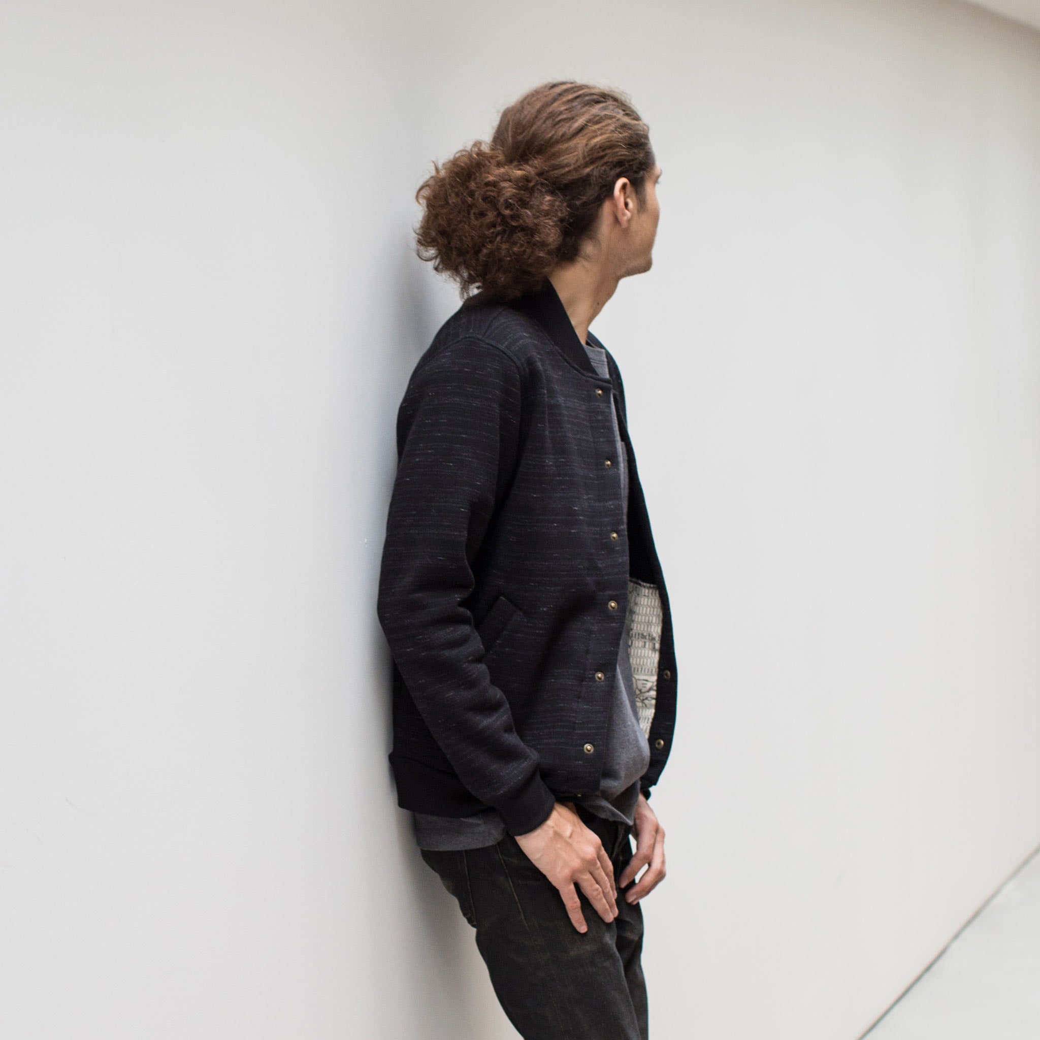 The Bomber in Black Fleece: Alternate Image 2, Outerwear by Taylor Stitch