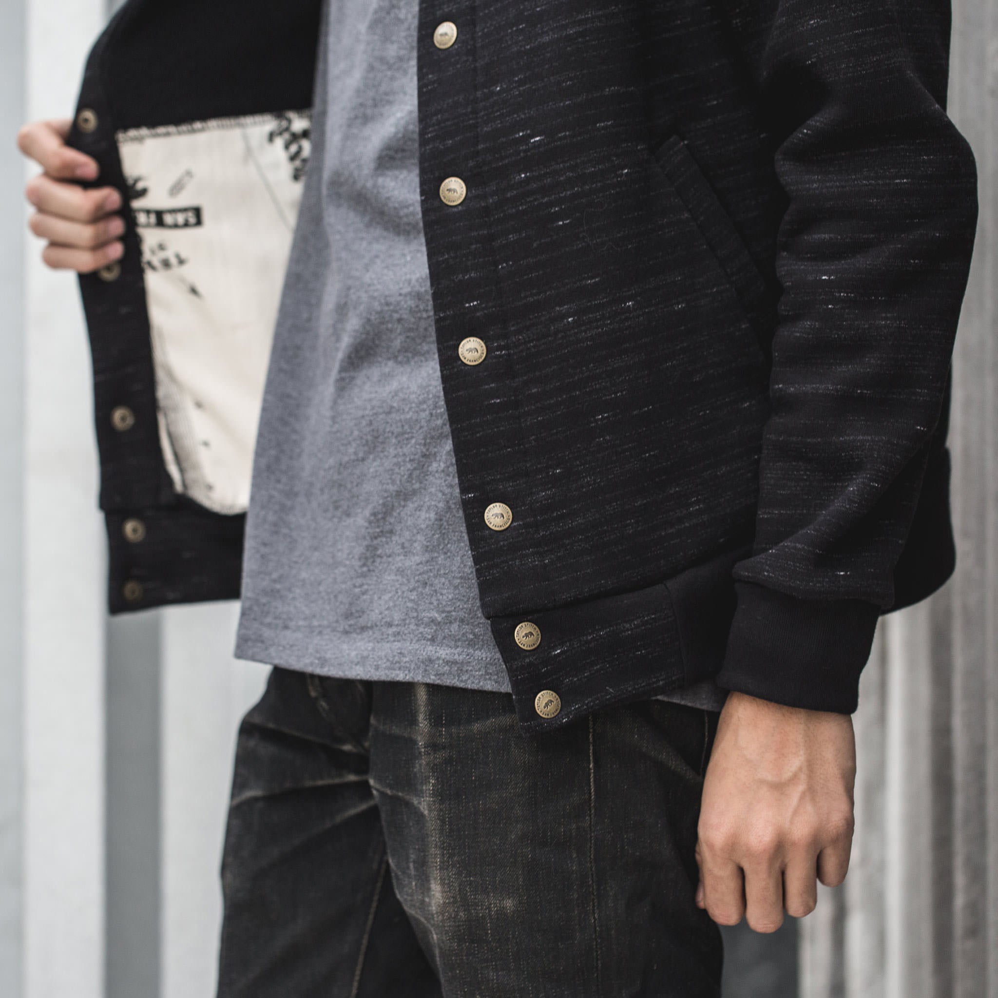 The Bomber in Black Fleece: Alternate Image 3, Outerwear by Taylor Stitch