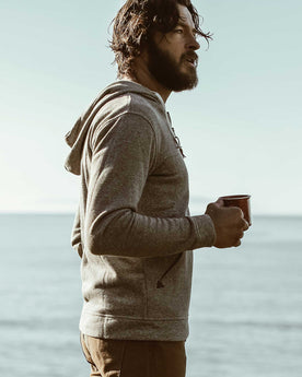 Jonny drinking coffee in the morning., Knits by Taylor Stitch