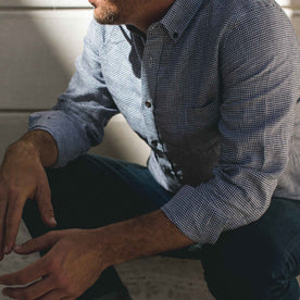 Jason in our classic button down shirt in linen