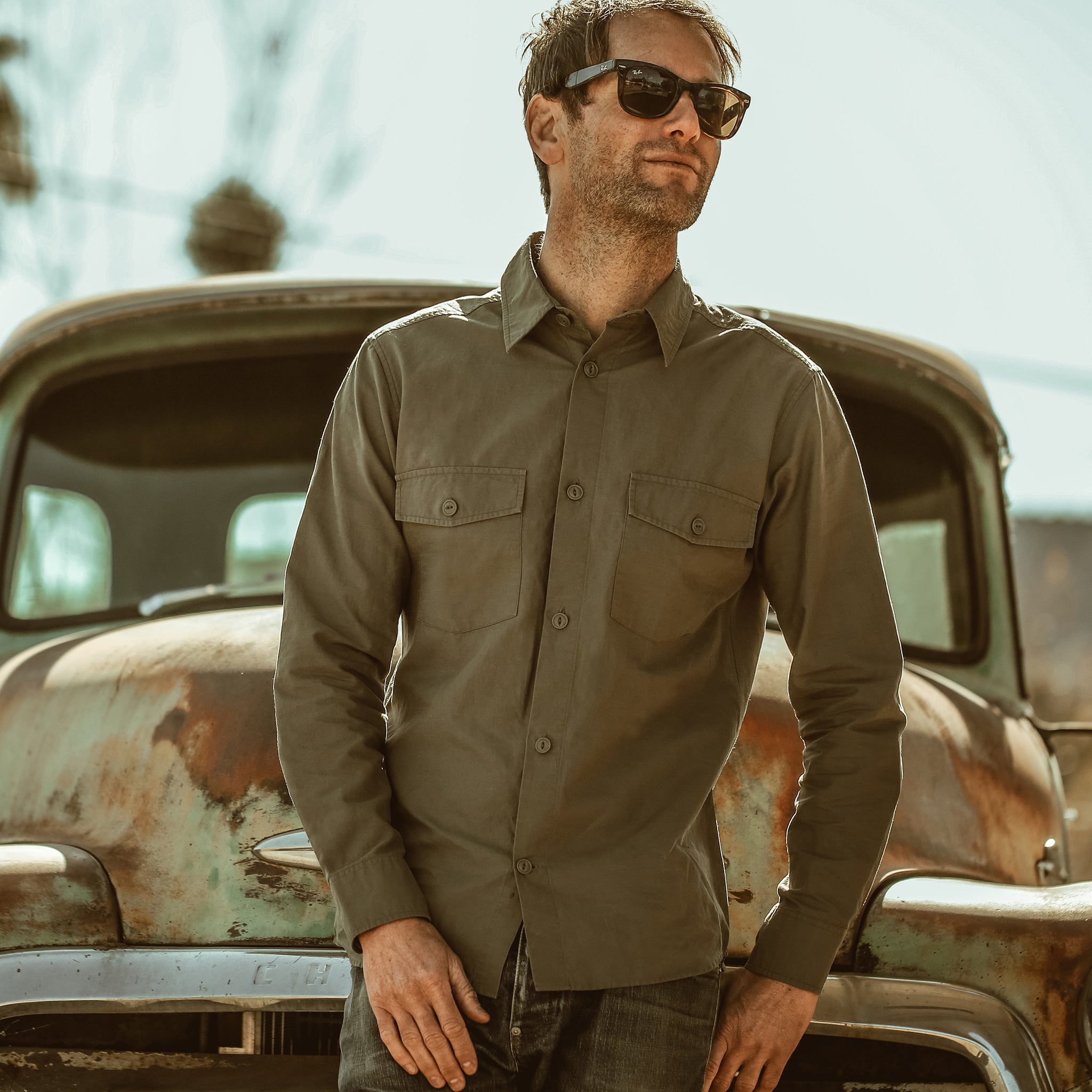The Point Shirt in Army Hemp: Alternate Image 1, Wovens by Taylor Stitch