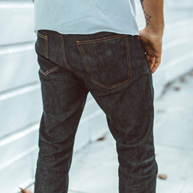 A back shot of the denim jeans