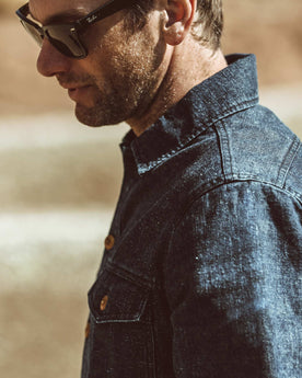 Jonny outside wearing his Westport jacket in Ojai, Outerwear by Taylor Stitch