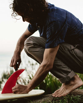 The Short Sleeve California in Navy Slub Stripe: Alternate Image 3, Wovens by Taylor Stitch