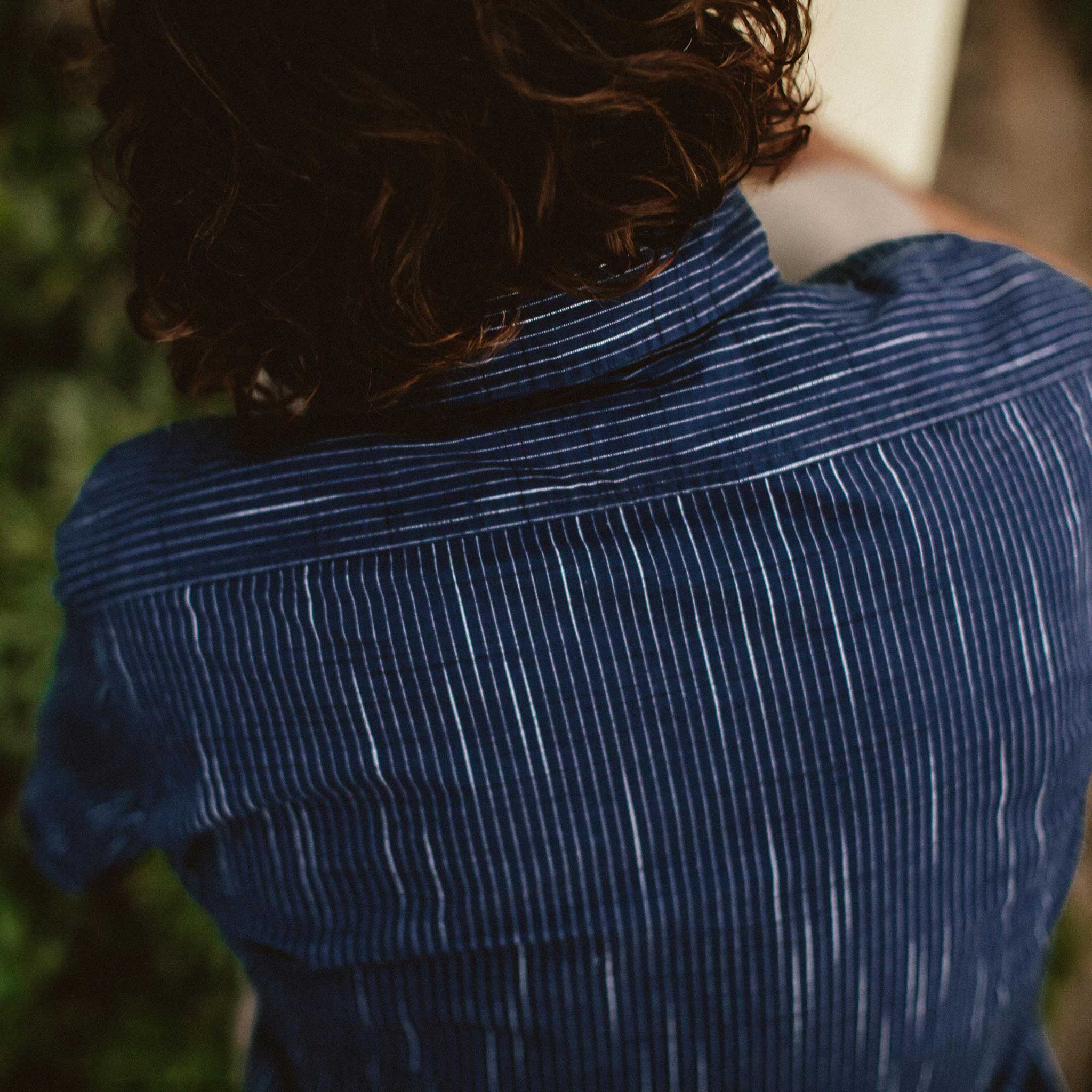 The Short Sleeve California in Navy Slub Stripe: Alternate Image 2, Wovens by Taylor Stitch